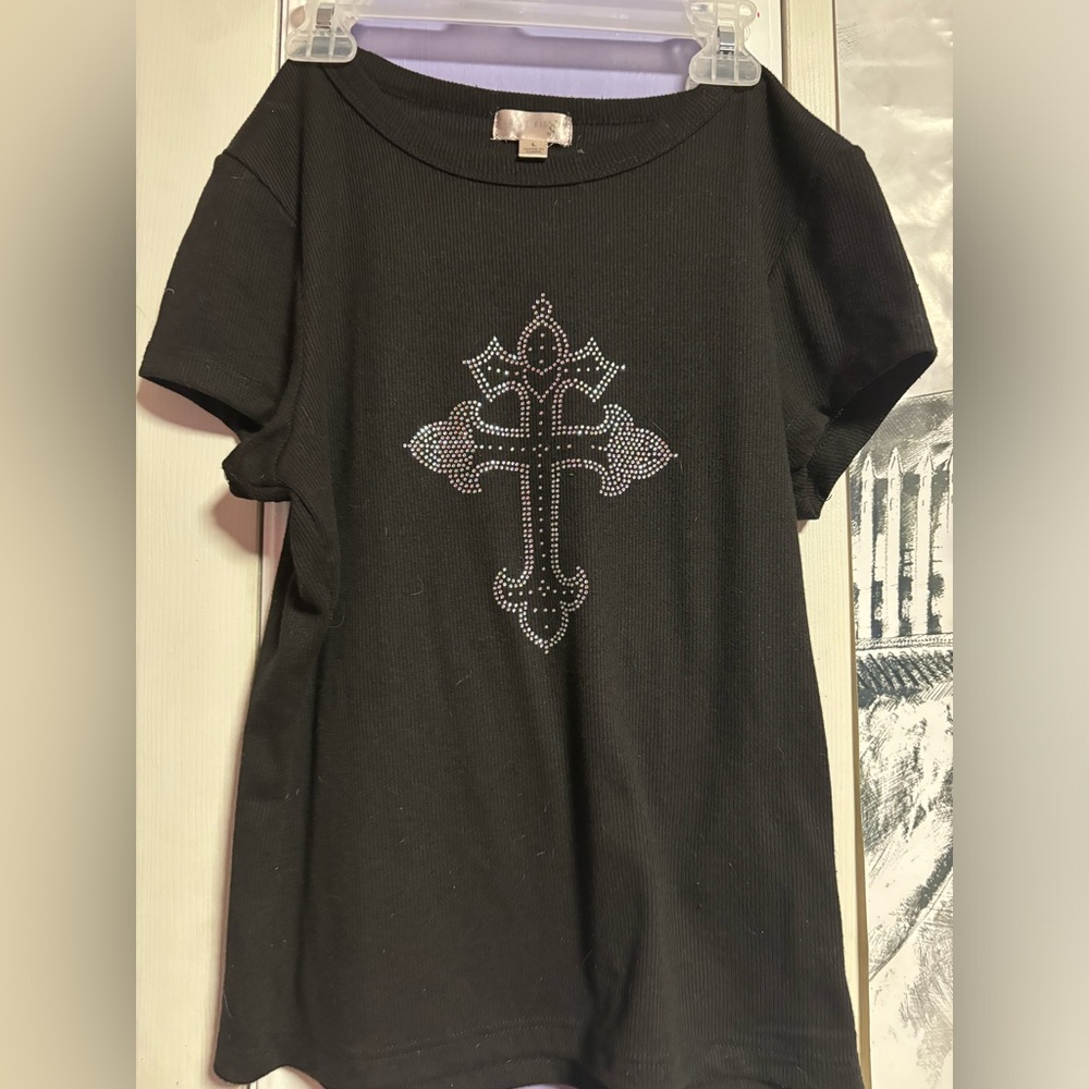 Rhinestone cross Y2K t-shirt